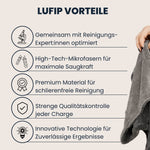 Unsere LUFIP Produkte wurden gemeinsam mit Reinigungsexpert:innen entwickelt und setzen auf High-Tech-Mikrofasern für maximale Saugkraft. Das Premium-Material sorgt für eine streifenfreie Reinigung, während strenge Qualitätskontrollen jede Charge prüfen. Dank innovativer Technologie liefern wir zuverlässige Ergebnisse für ein sauberes Zuhause – schnell, einfach und effektiv.